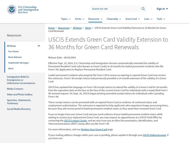 九游娱乐：美国移民局新规：申请换新绿卡有效期自动延长3年(图2)