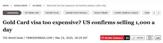 九游娱乐文化：美国商务部长：我一天卖出1000张特朗普移民“金卡”(图1)